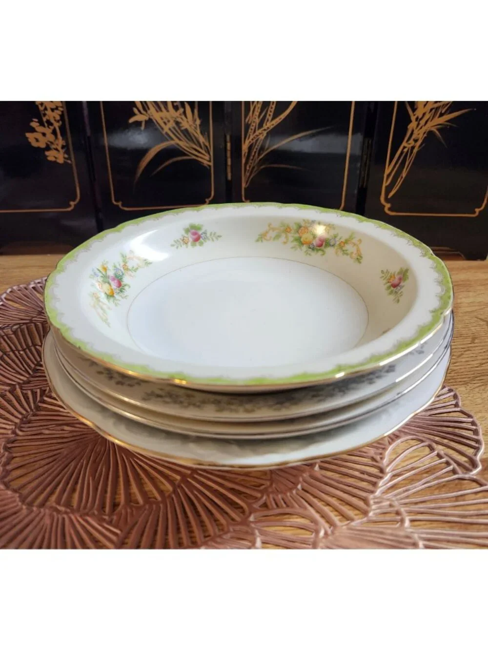 Mismatched Colorful Floral Soup Bowls Porcelain China Set of 4